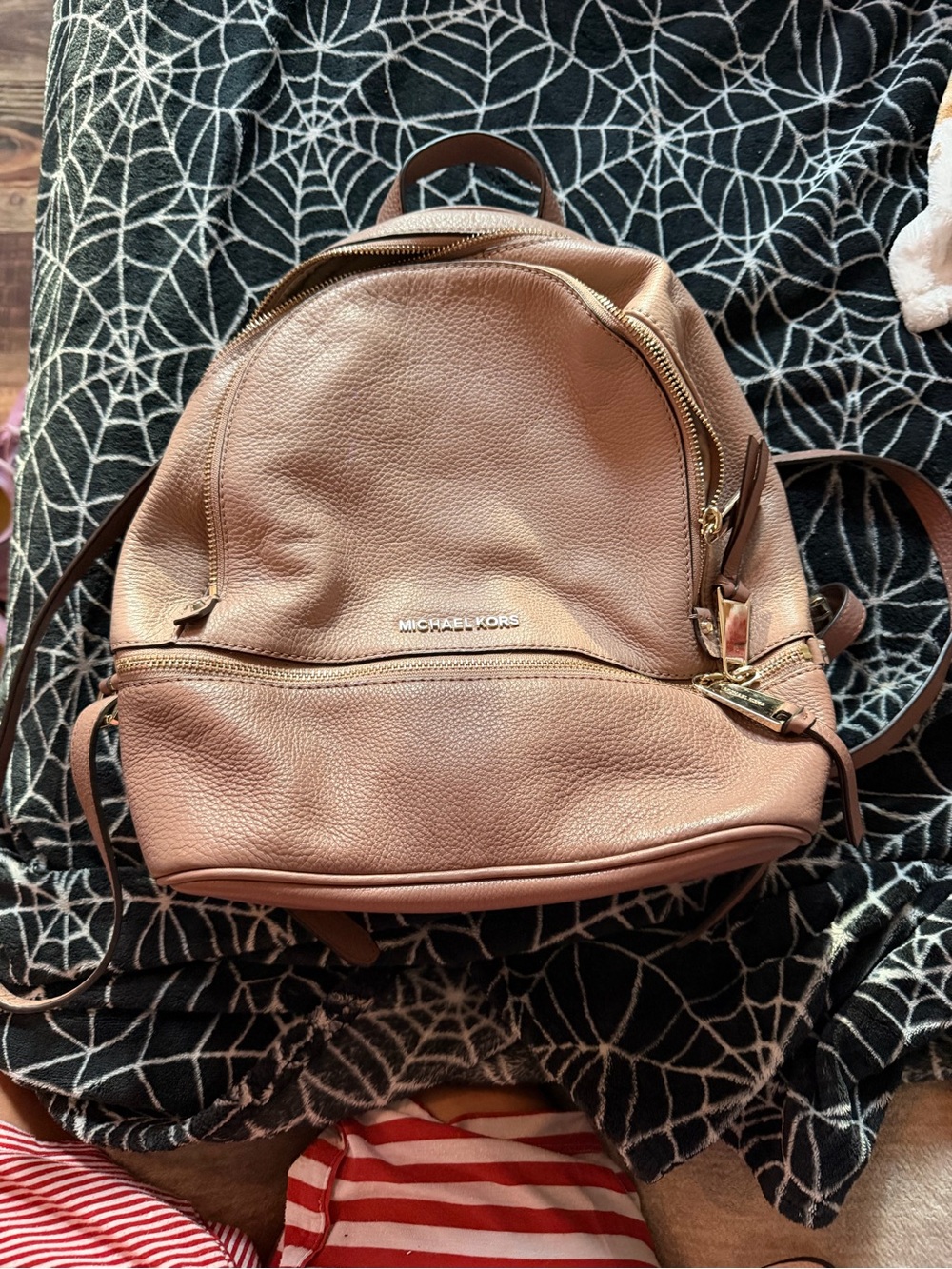 Michael Kors Rose Taupe Pebbled Leather Backpack